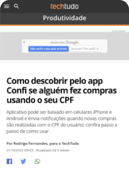 Notícia sobre a confi do techtudo