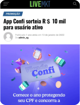 Notícia sobre a confi da revista LIVEMKT