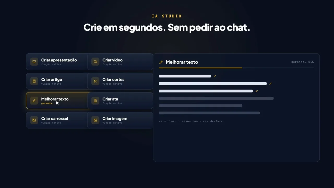 Tela da beculture: IA Studio: crie em segundos