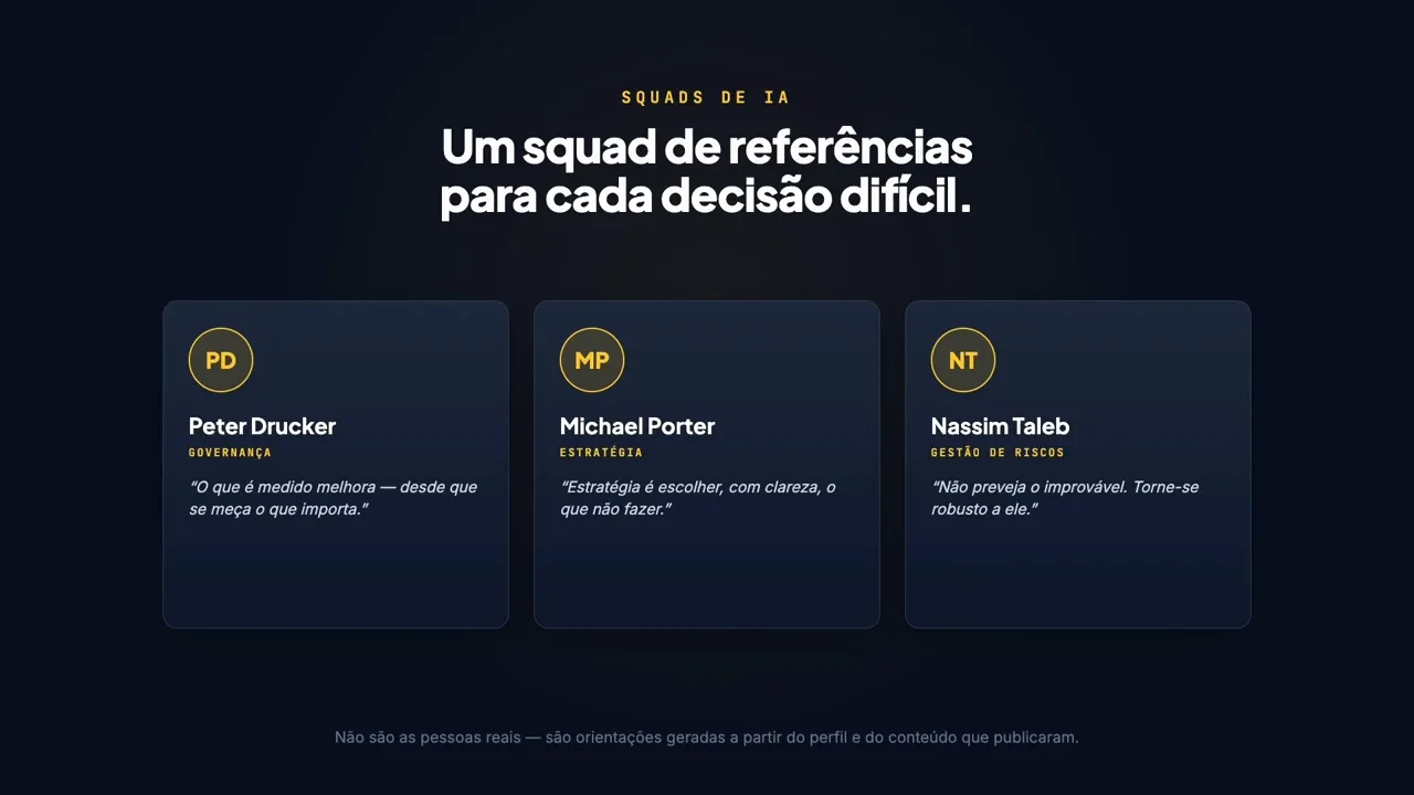 Tela da beculture: Squads de IA para decisões críticas